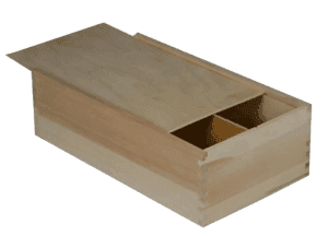 Luxe houten wijnkistje voor 2 wijnflessen met schuifdeksel, wijncadeau, kerstpakket